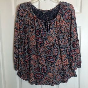 Lucky Brand Blue and Orange Paisley Blouse
